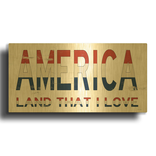 'America - Land That I Love' By Cindy Jacobs Gold Metal Wall Art