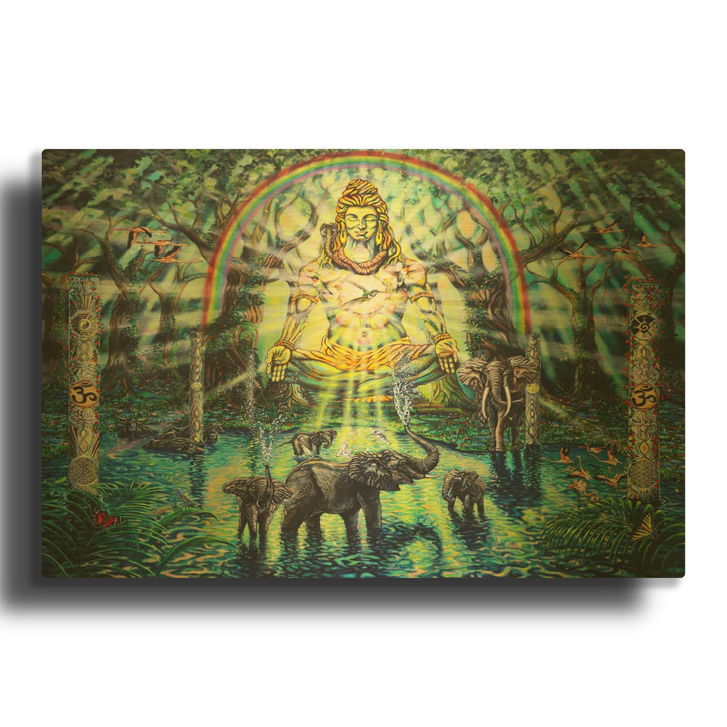 'Shiva Elephants' By Jan Kasparec Gold Metal Wall Art