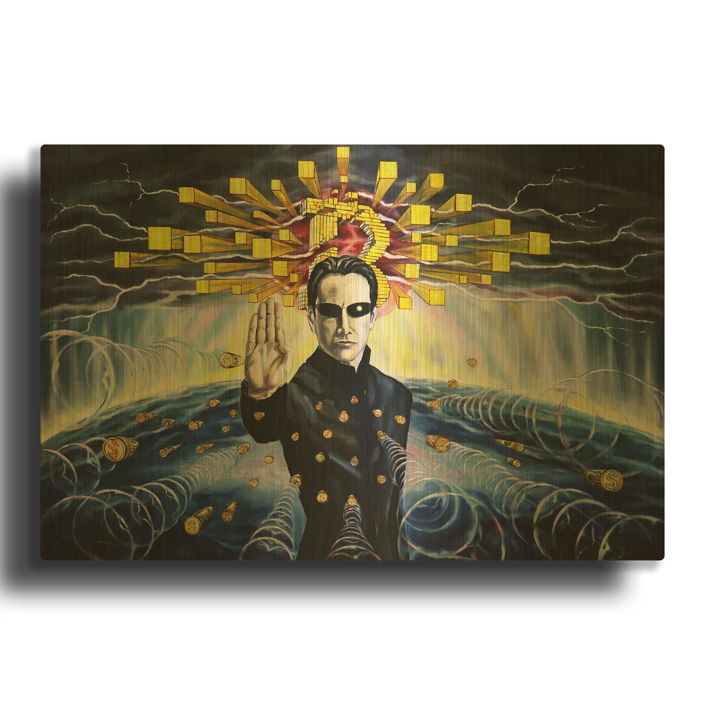 'Neo The One' By Jan Kasparec Gold Metal Wall Art