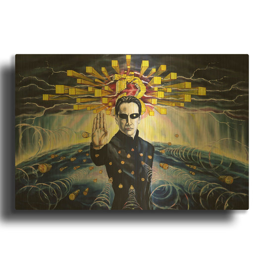 'Neo The One' By Jan Kasparec Gold Metal Wall Art