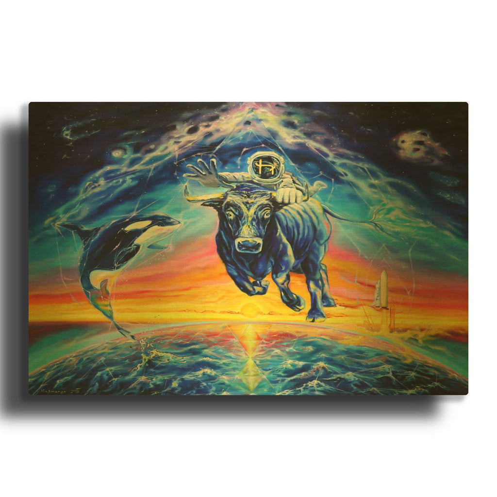 'Halo Bull' By Jan Kasparec Gold Metal Wall Art