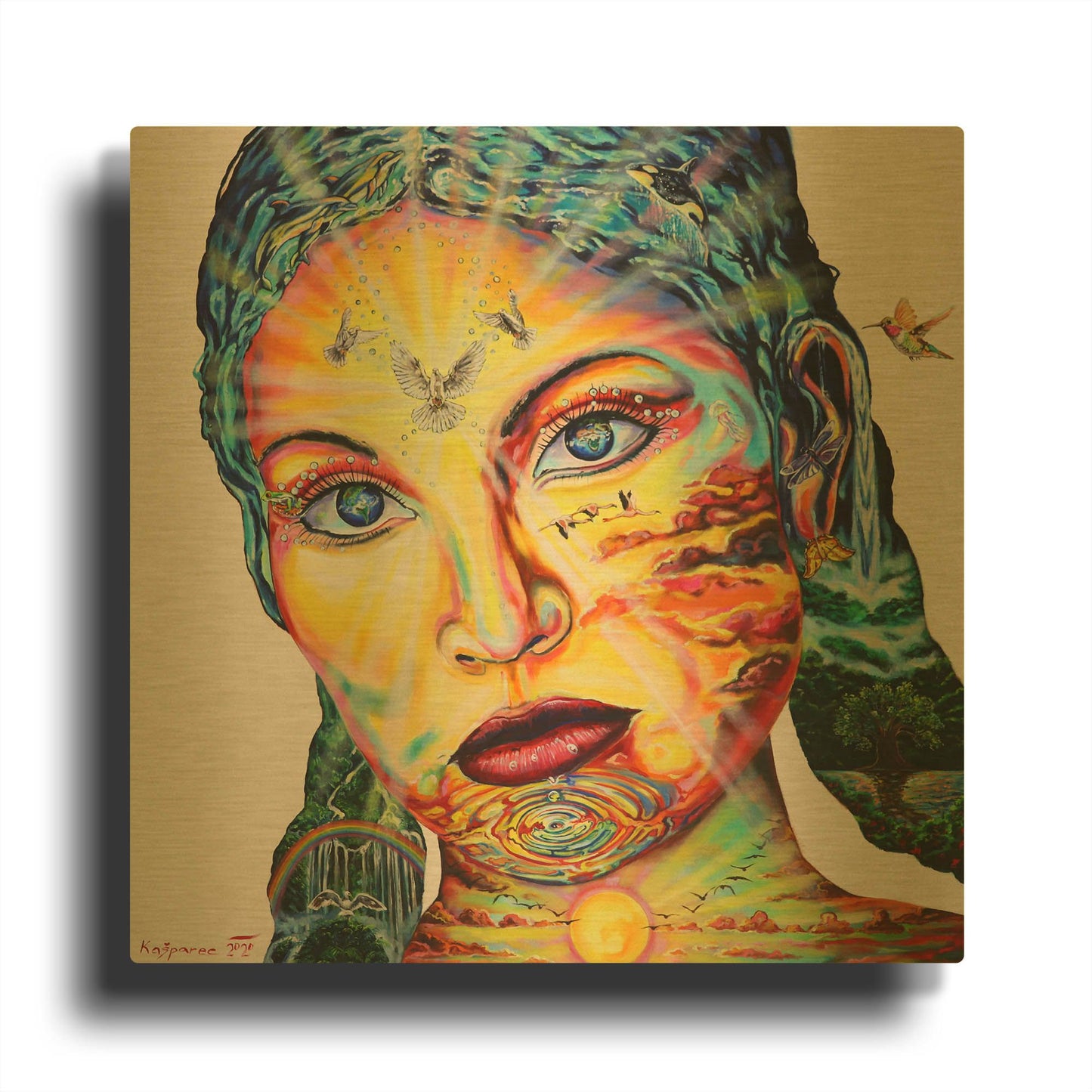 'Gaia I' By Jan Kasparec Gold Metal Wall Art