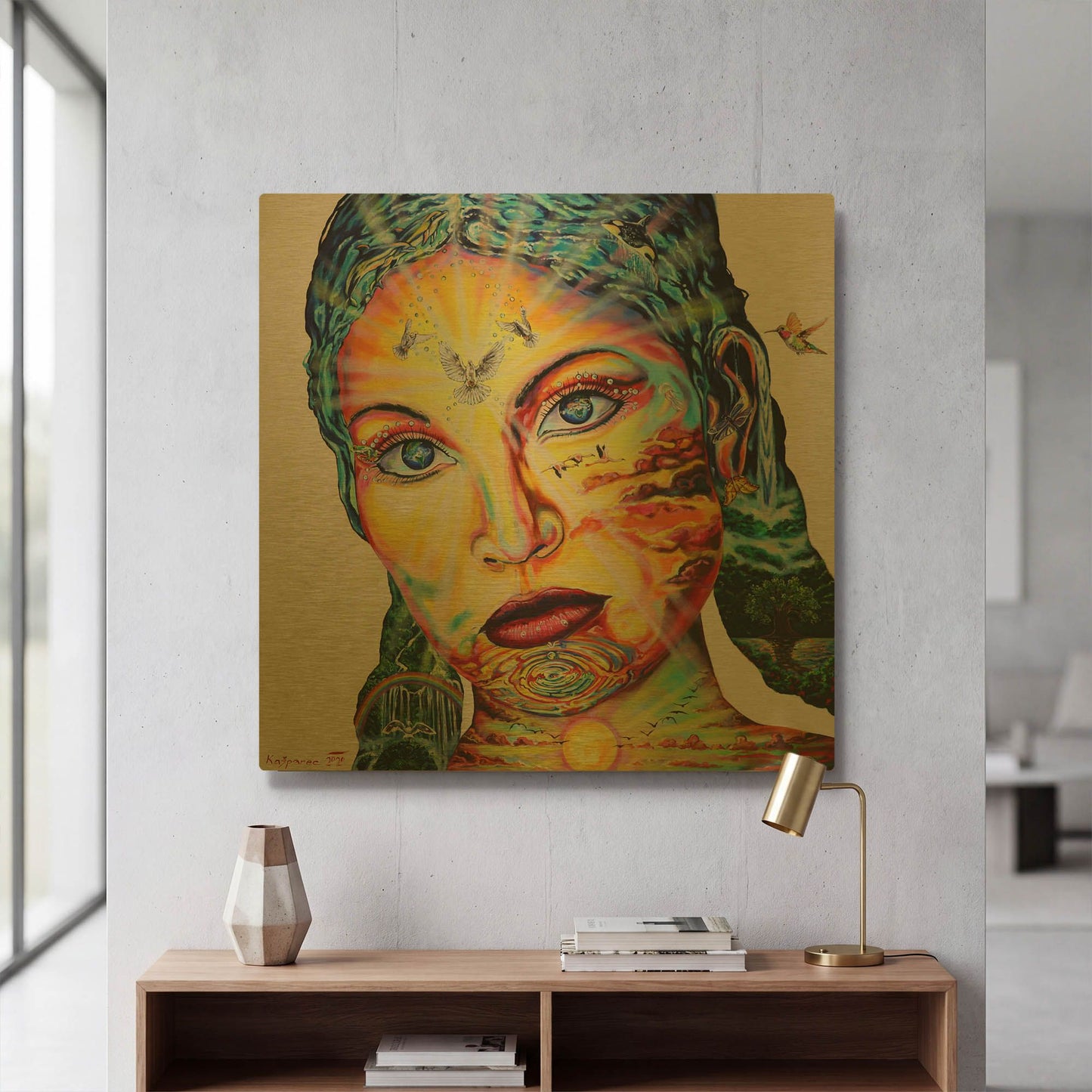 'Gaia I' By Jan Kasparec Gold Metal Wall Art