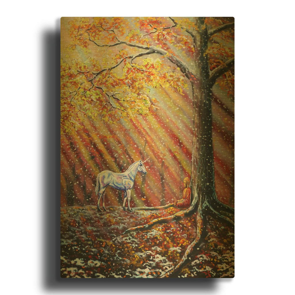 'First Snow' By Jan Kasparec Gold Metal Wall Art