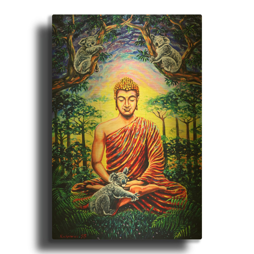 'Buddha Koala' By Jan Kasparec Gold Metal Wall Art