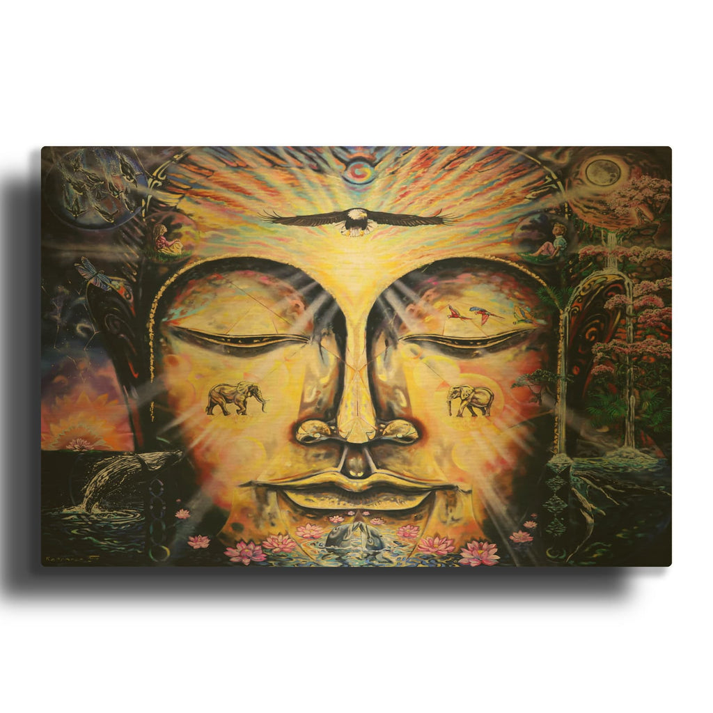 'Buddha Elephant' By Jan Kasparec Gold Metal Wall Art
