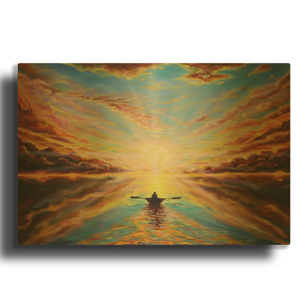 'Boat Sunset' By Jan Kasparec Gold Metal Wall Art