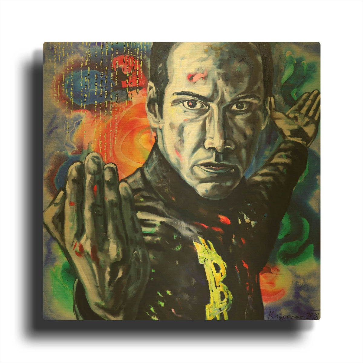 'Bitcoin Warrior' By Jan Kasparec Gold Metal Wall Art