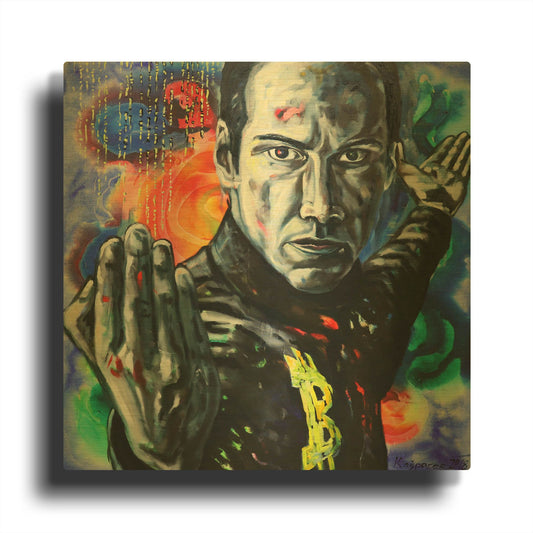 'Bitcoin Warrior' By Jan Kasparec Gold Metal Wall Art
