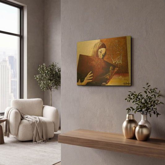 'The Viewer' By Samedin Asllani Gold Metal Wall Art