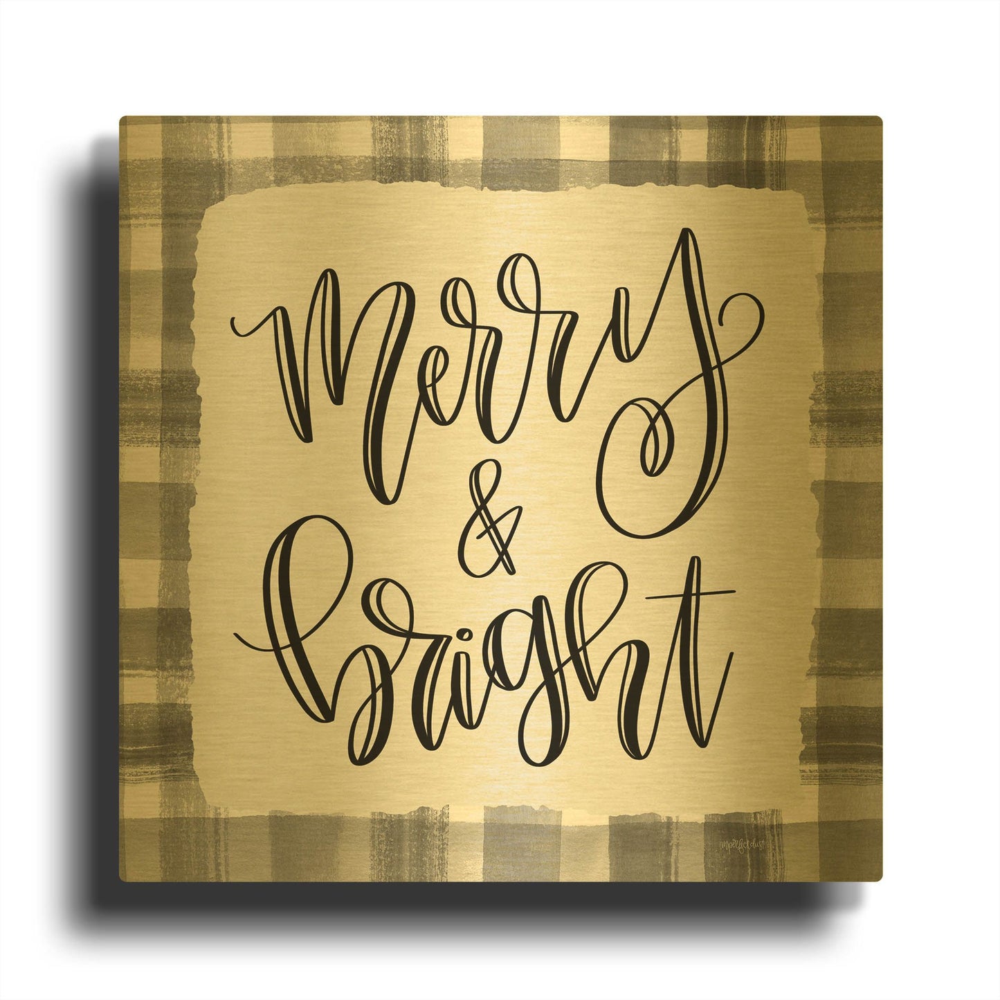 'Merry & Bright' By Imperfect Dust Gold Metal Wall Art