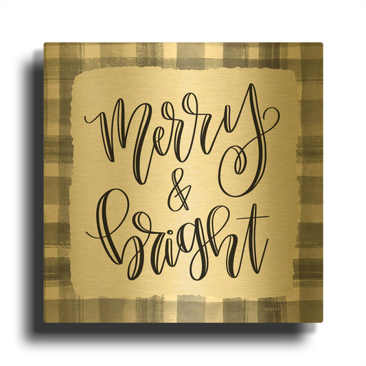 'Merry & Bright' By Imperfect Dust Gold Metal Wall Art