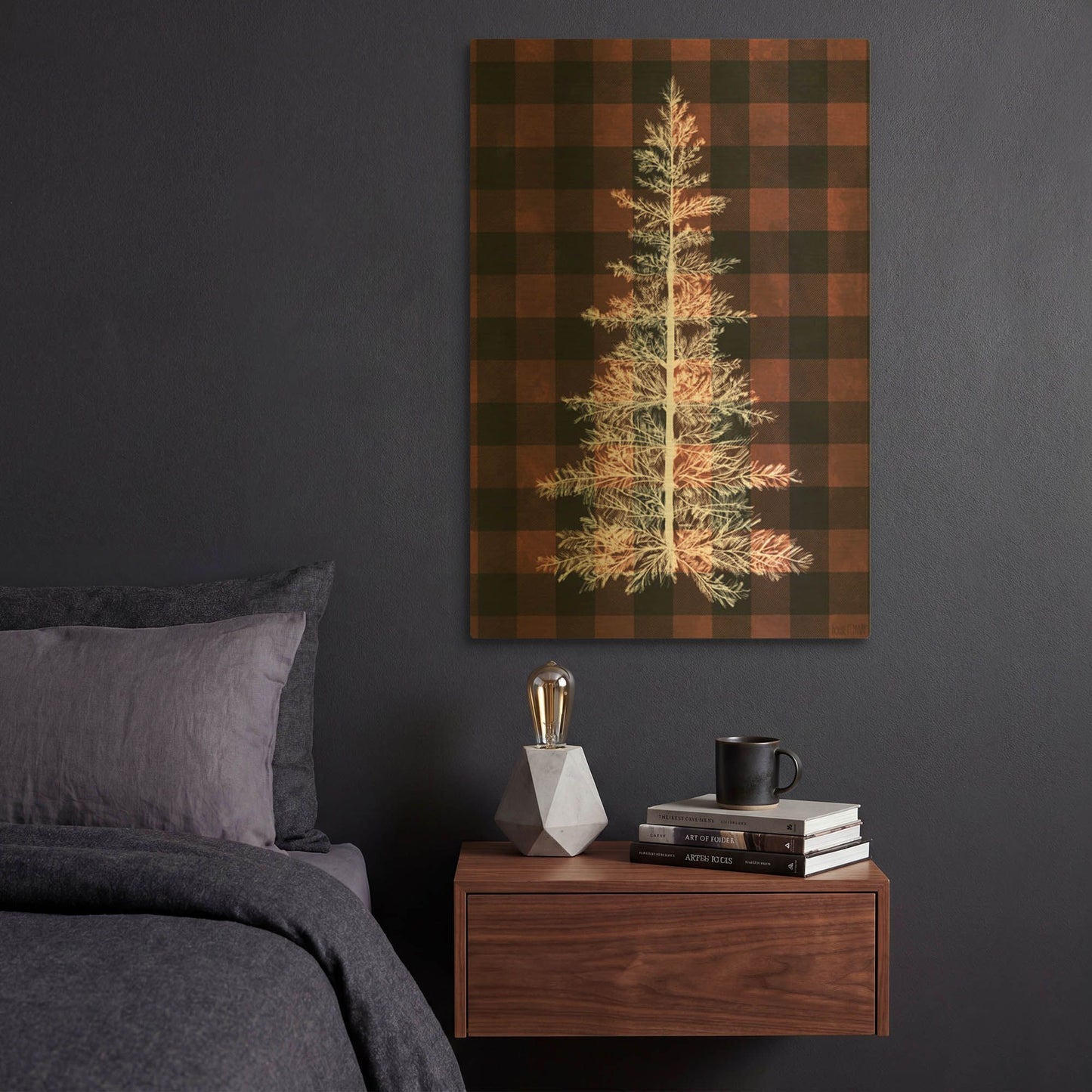 'Buffalo Pine Red' By House Fenway Gold Metal Wall Art