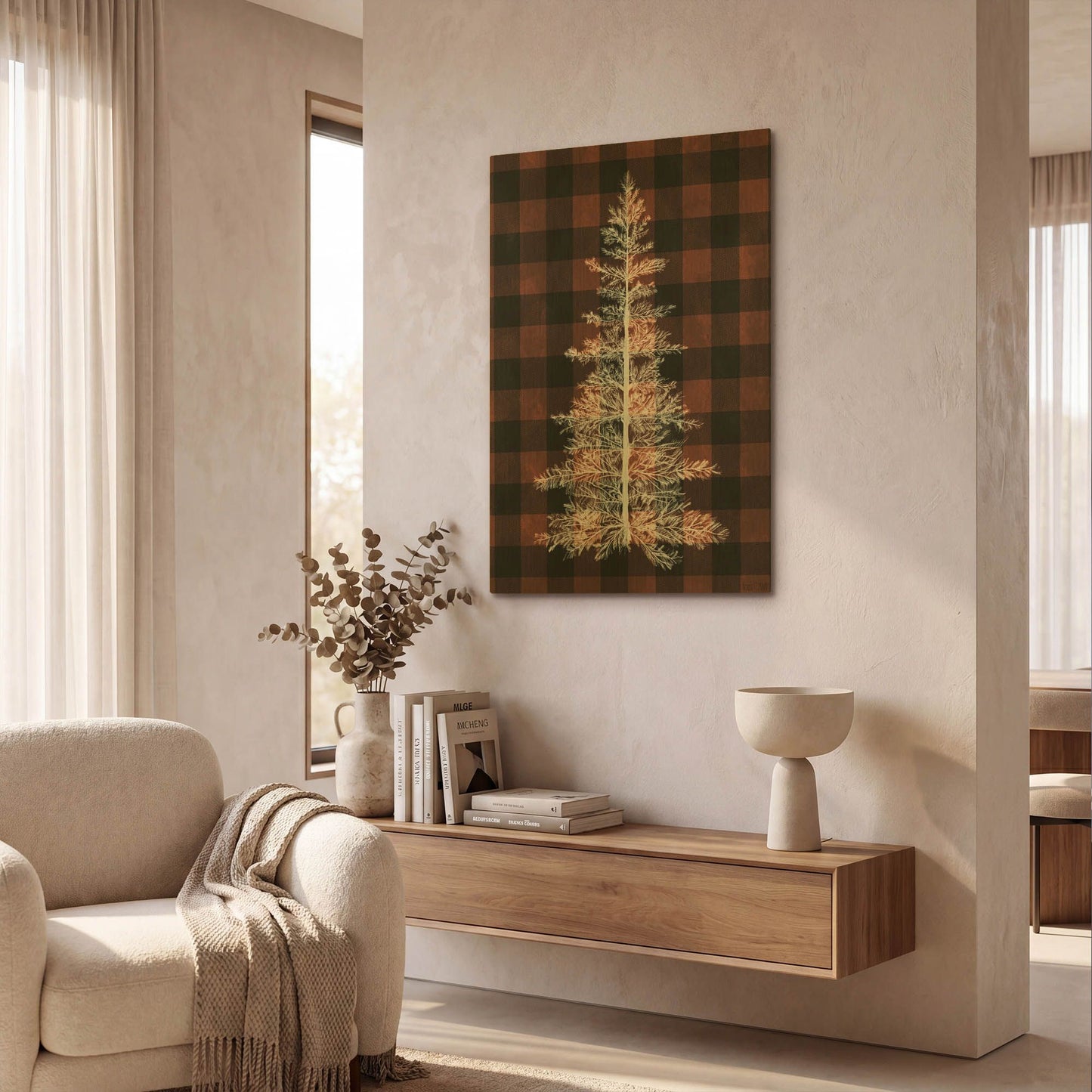 'Buffalo Pine Red' By House Fenway Gold Metal Wall Art