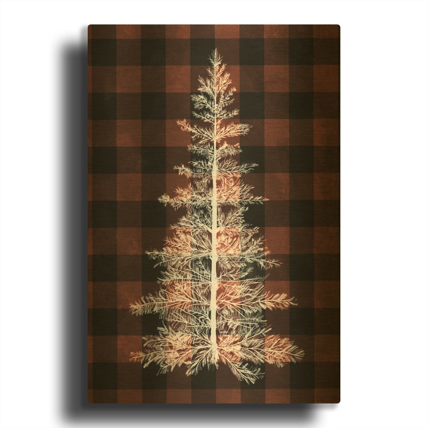 'Buffalo Pine Red' By House Fenway Gold Metal Wall Art