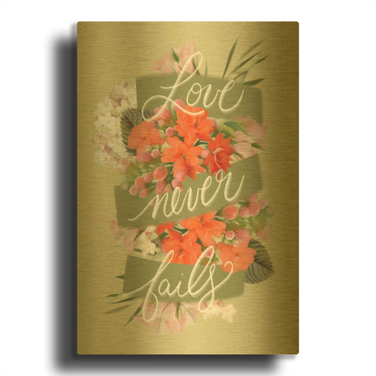 'Love Never Fails' By House Fenway Gold Metal Wall Art