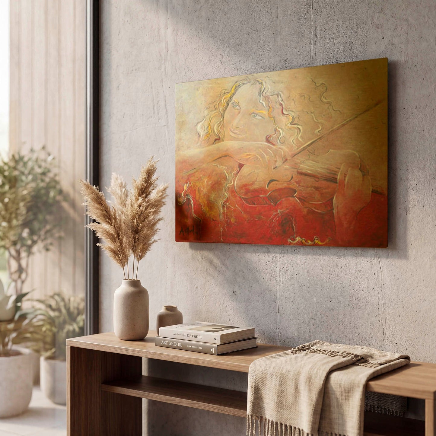 'Violinist' By Samedin Asllani Gold Metal Wall Art