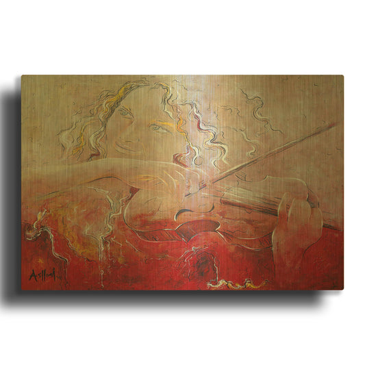 'Violinist' By Samedin Asllani Gold Metal Wall Art