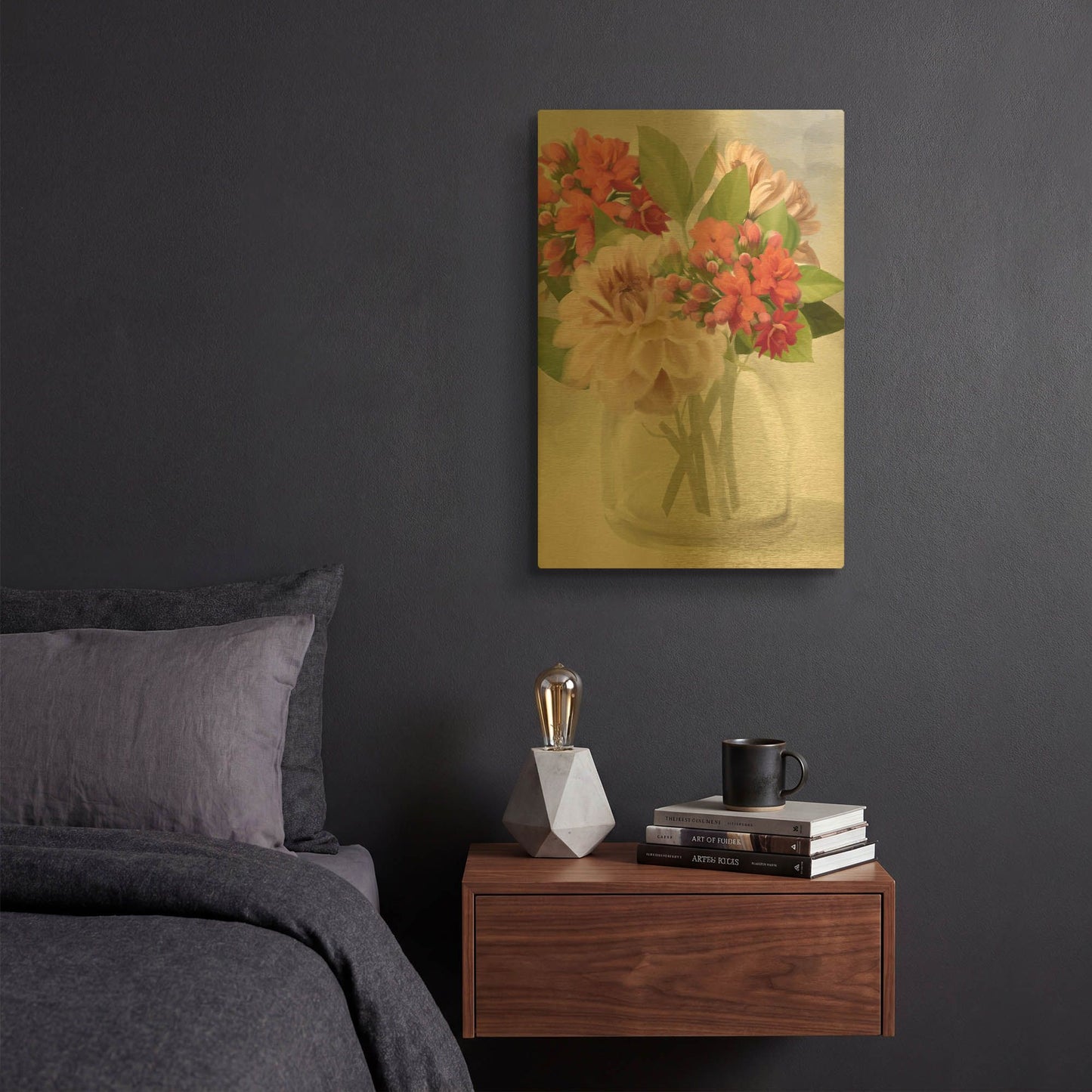 'Dahlia Bouquet' By House Fenway Gold Metal Wall Art