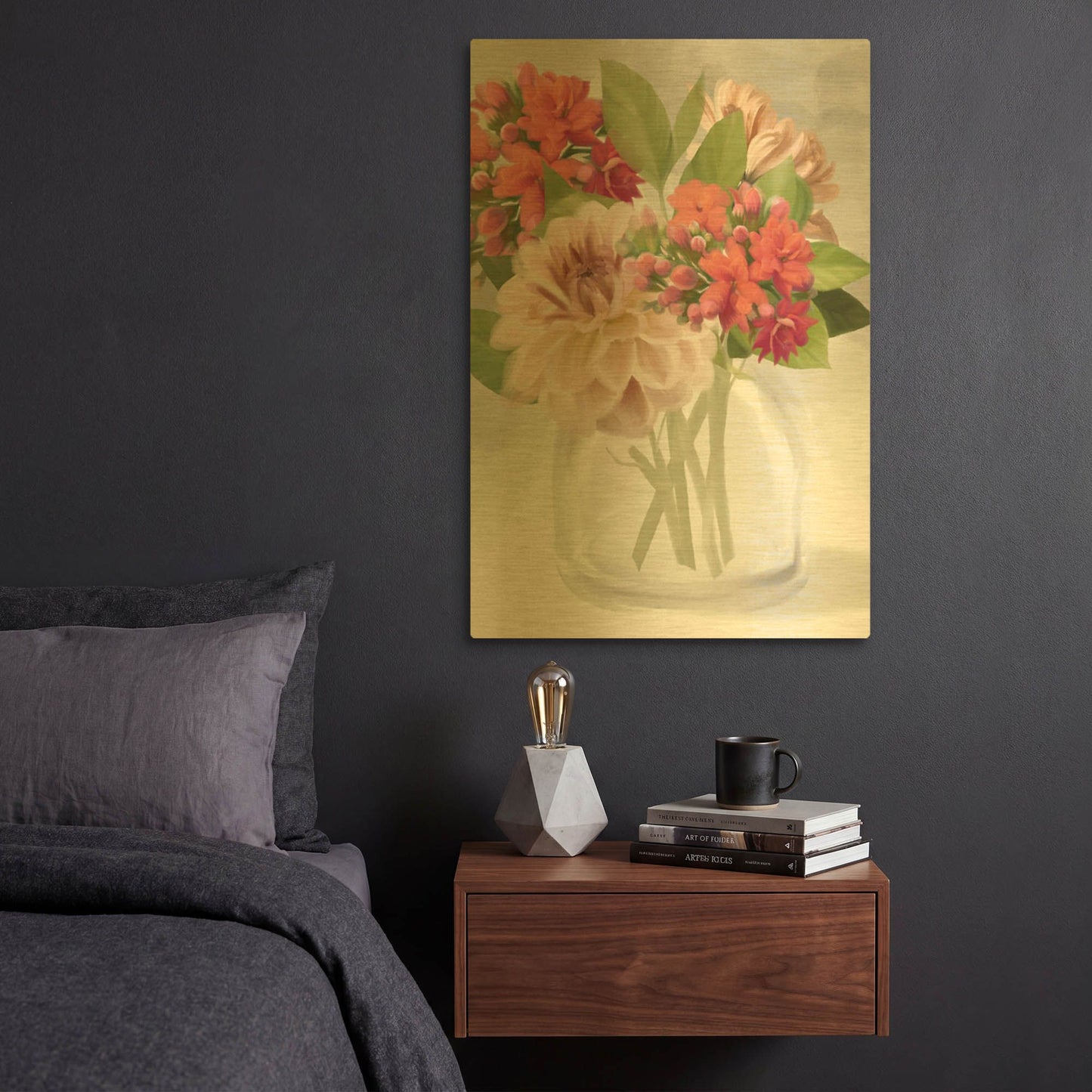'Dahlia Bouquet' By House Fenway Gold Metal Wall Art