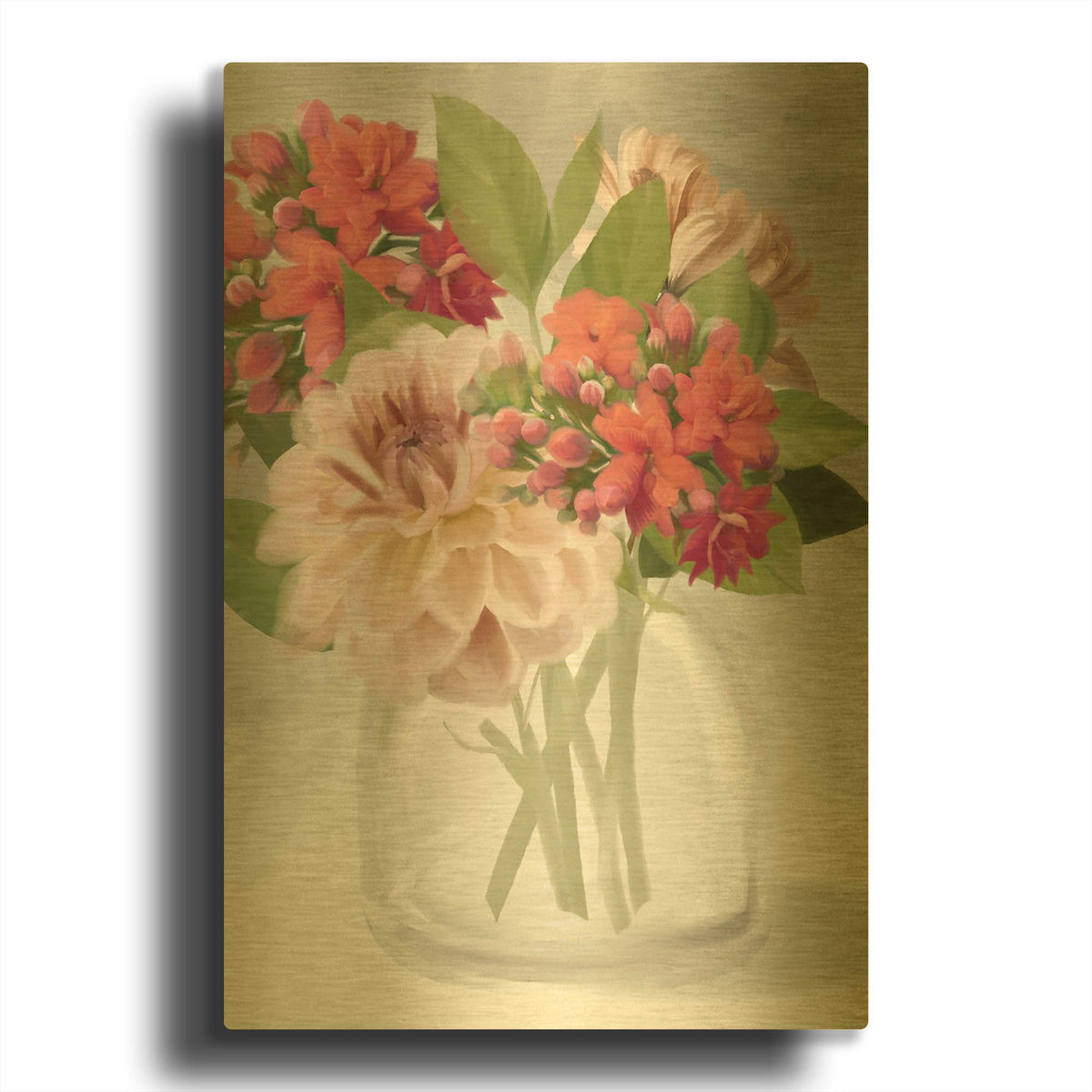 'Dahlia Bouquet' By House Fenway Gold Metal Wall Art