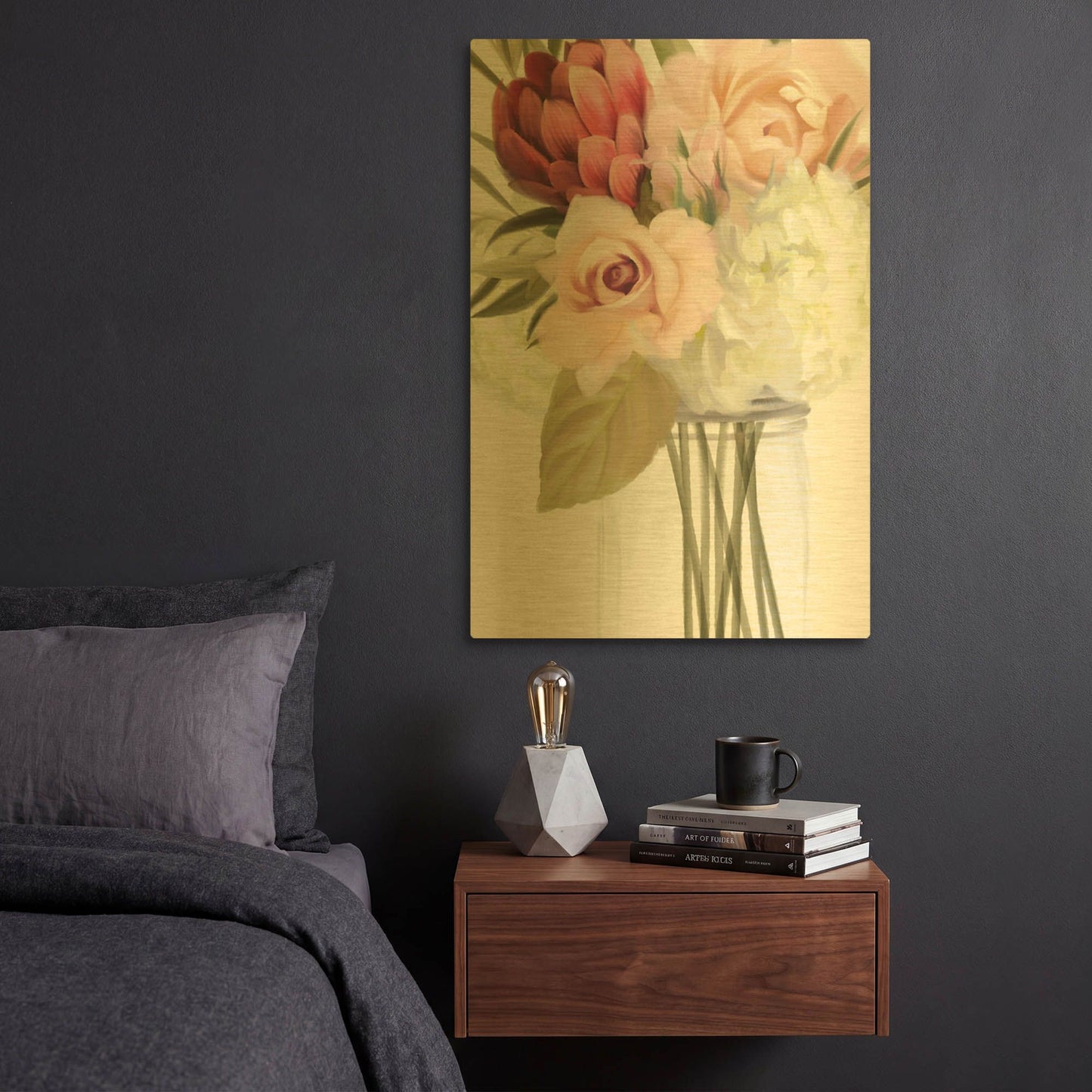 'Spring Mason Jar' By House Fenway Gold Metal Wall Art