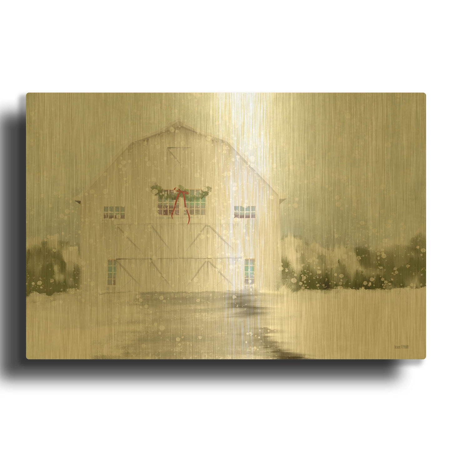 'Christmas Barn' By House Fenway Gold Metal Wall Art