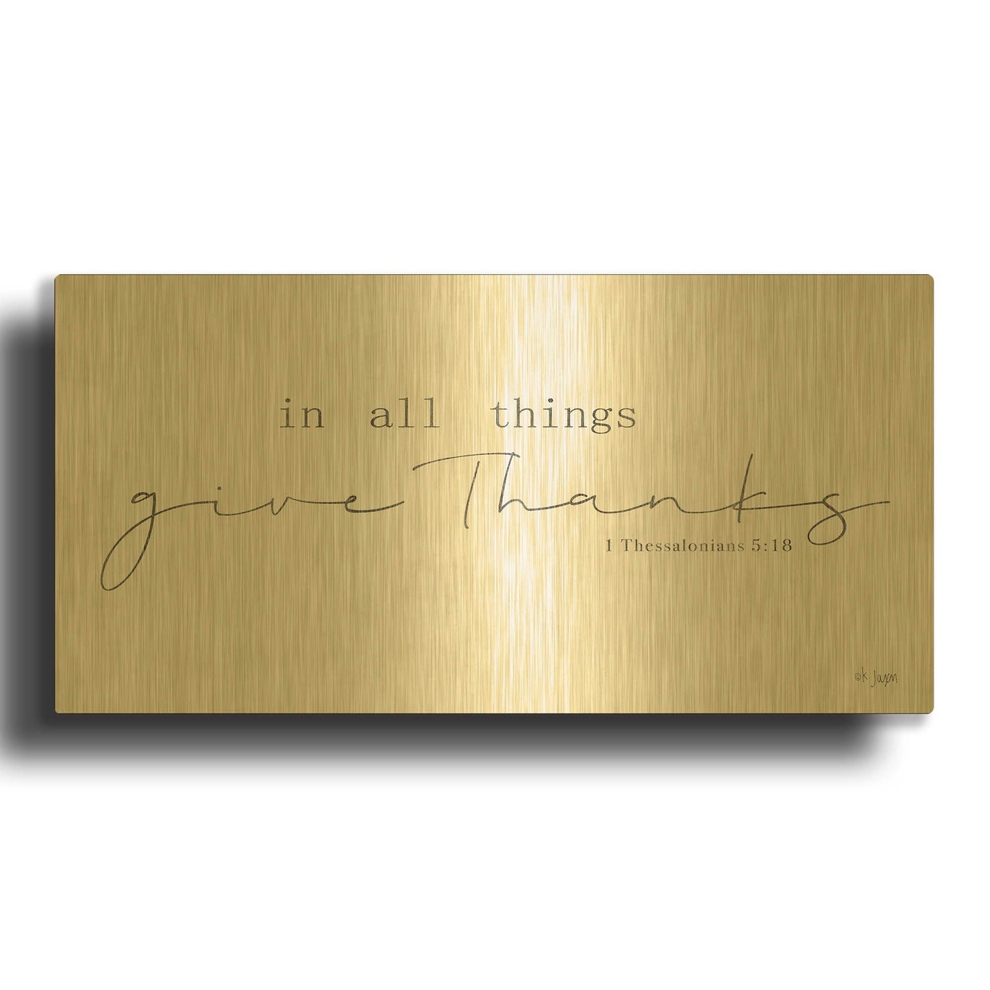 'In All Things Give Thanks' By Jaxn Blvd Gold Metal Wall Art