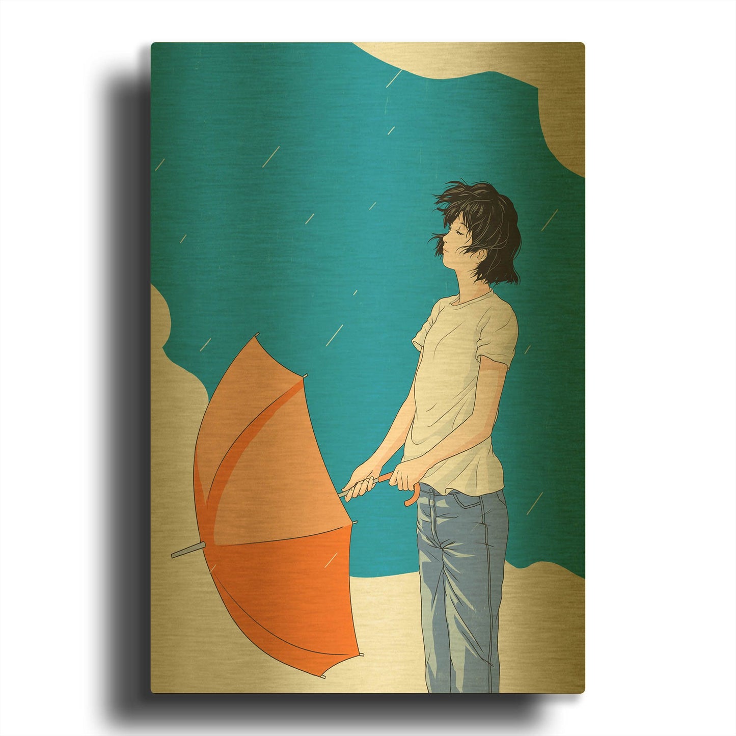 'After the Rain' By Sai Tamiya Gold Metal Wall Art