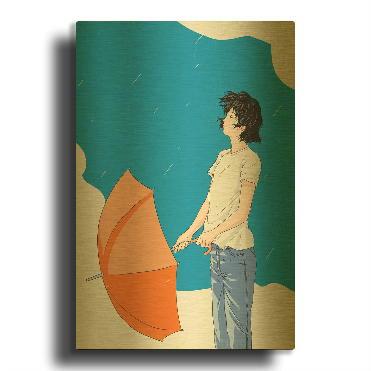'After the Rain' By Sai Tamiya Gold Metal Wall Art