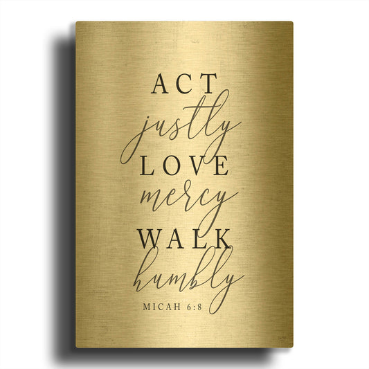 'Act Justly' By Lux + Me Gold Metal Wall Art