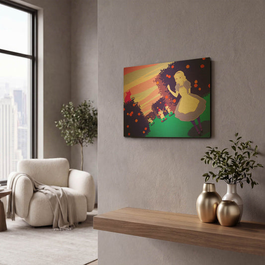 'Alice in Rose Garden' By Sai Tamiya Gold Metal Wall Art