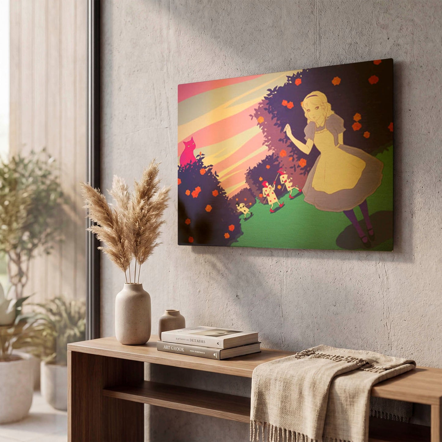 'Alice in Rose Garden' By Sai Tamiya Gold Metal Wall Art