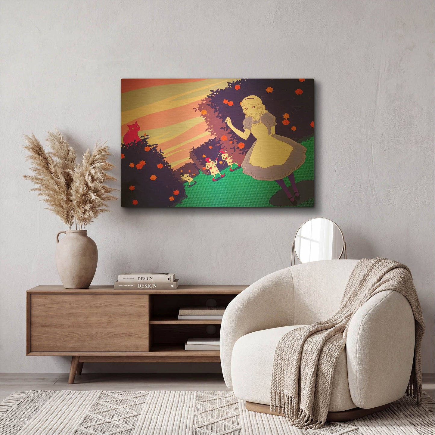 'Alice in Rose Garden' By Sai Tamiya Gold Metal Wall Art
