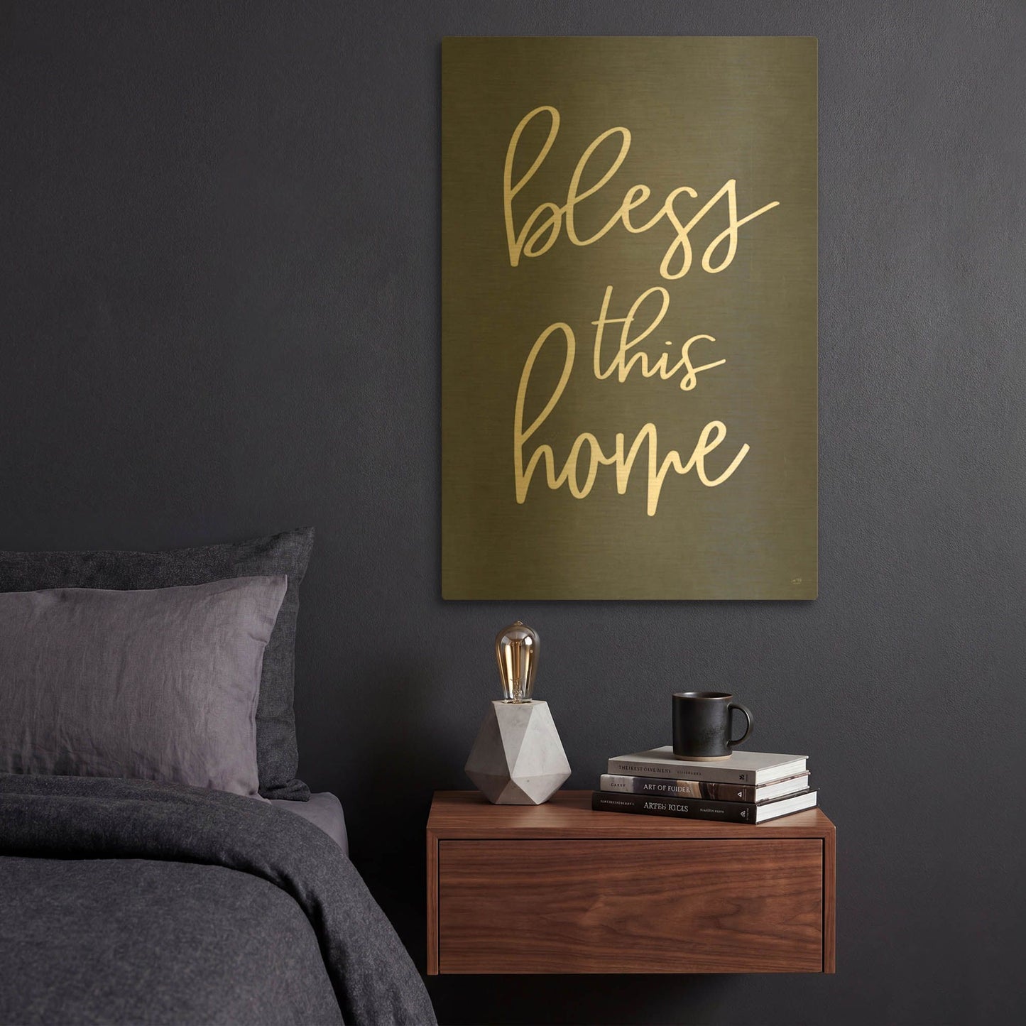 'Bless This Home' By Lux + Me Gold Metal Wall Art