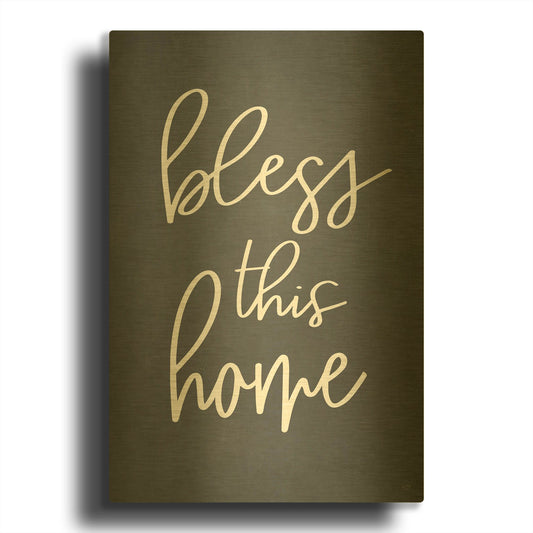 'Bless This Home' By Lux + Me Gold Metal Wall Art