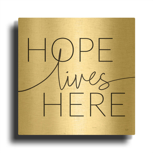 'Hope Lives Here' By Lux + Me Gold Metal Wall Art