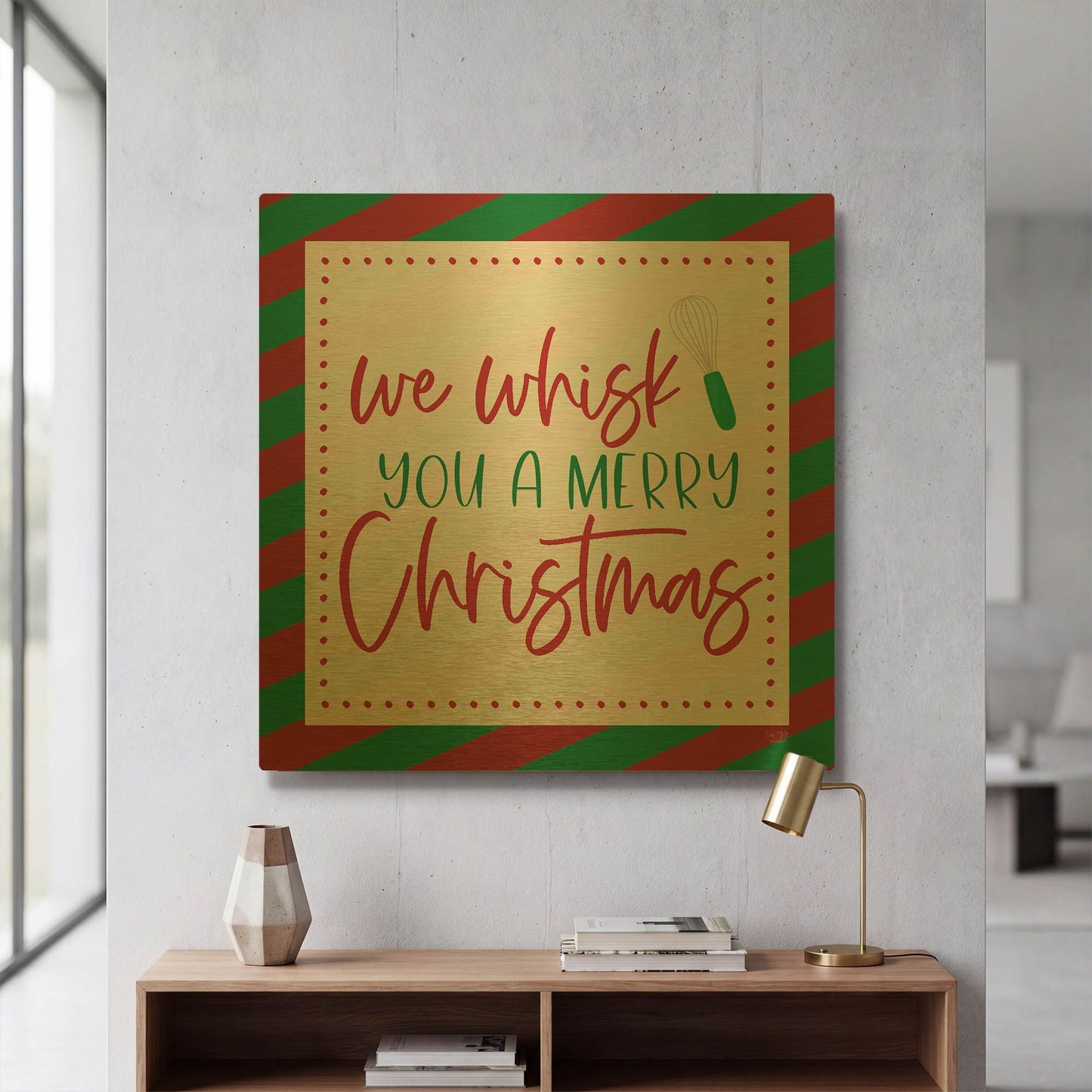 'We Wisk You a Merry Christmas' By Lux + Me Gold Metal Wall Art