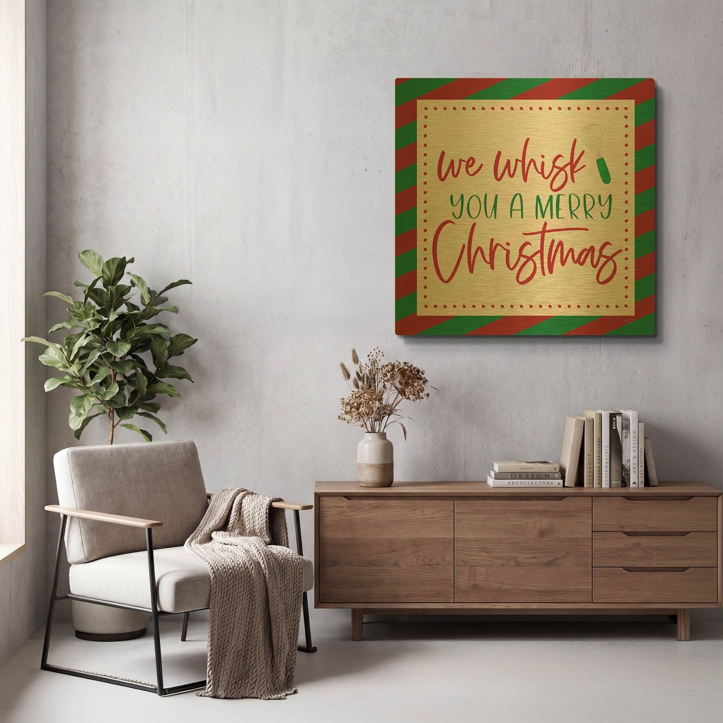 'We Wisk You a Merry Christmas' By Lux + Me Gold Metal Wall Art