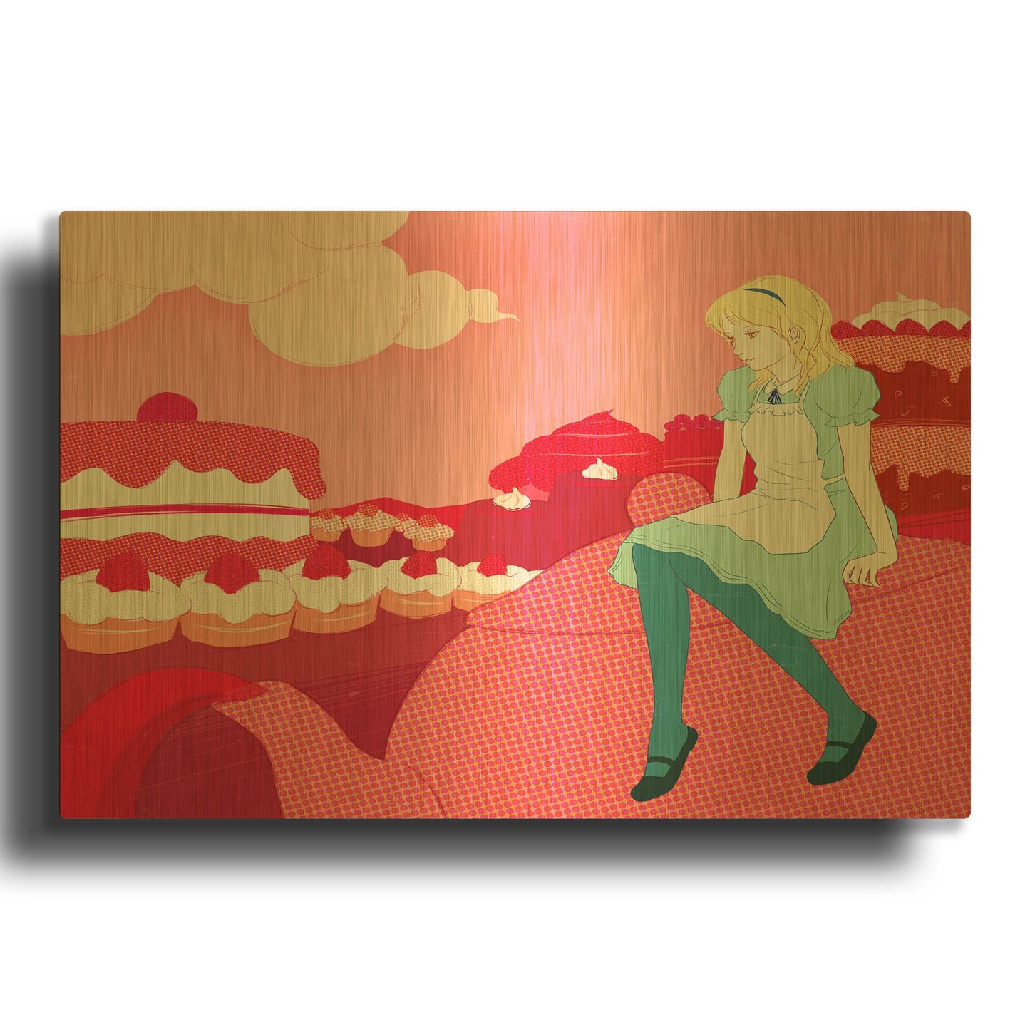 'Alice in the Candy World' By Sai Tamiya Gold Metal Wall Art