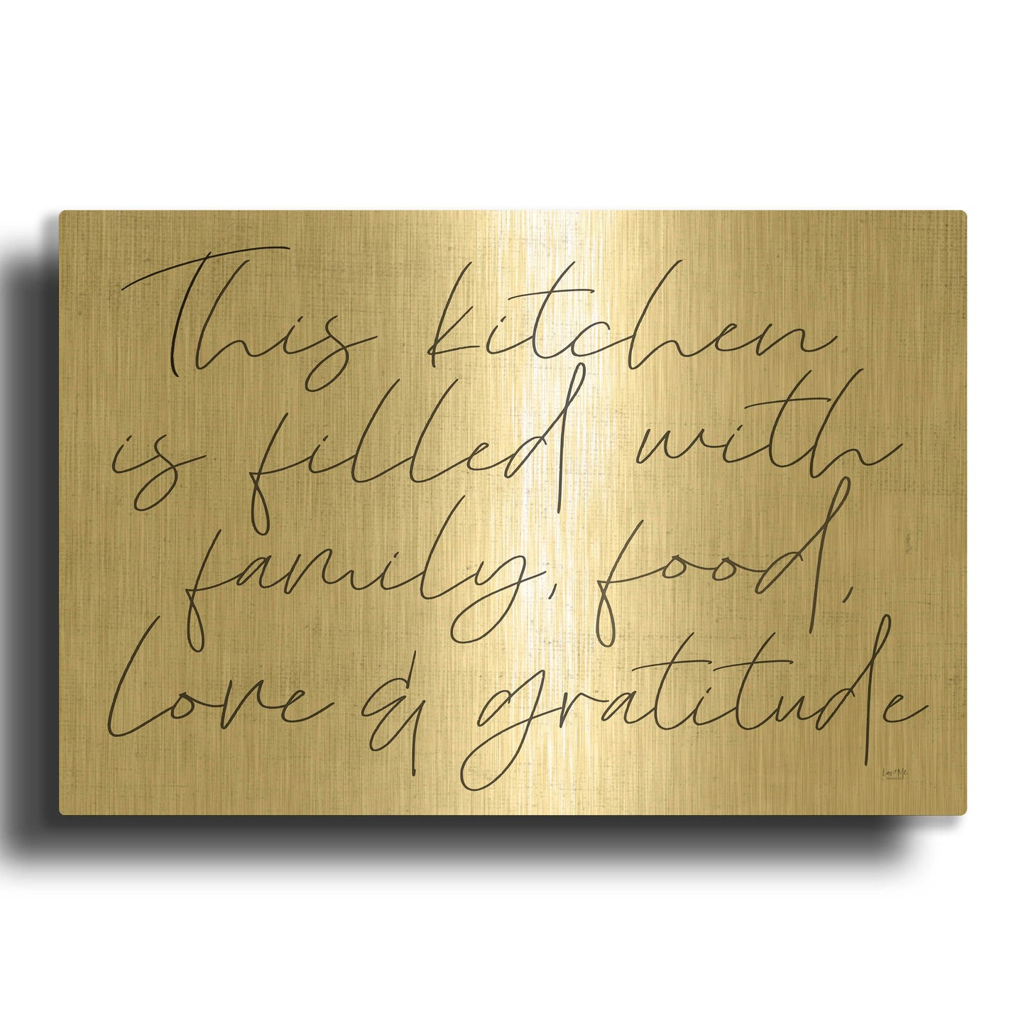 'Family, Food, Love and Gratitude' By Lux + Me Gold Metal Wall Art