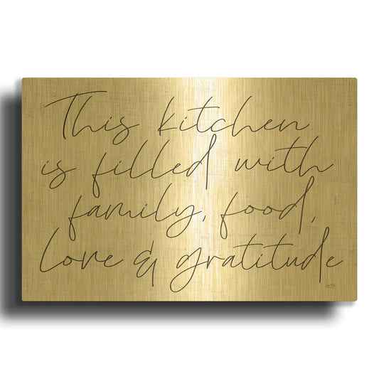 'Family, Food, Love and Gratitude' By Lux + Me Gold Metal Wall Art