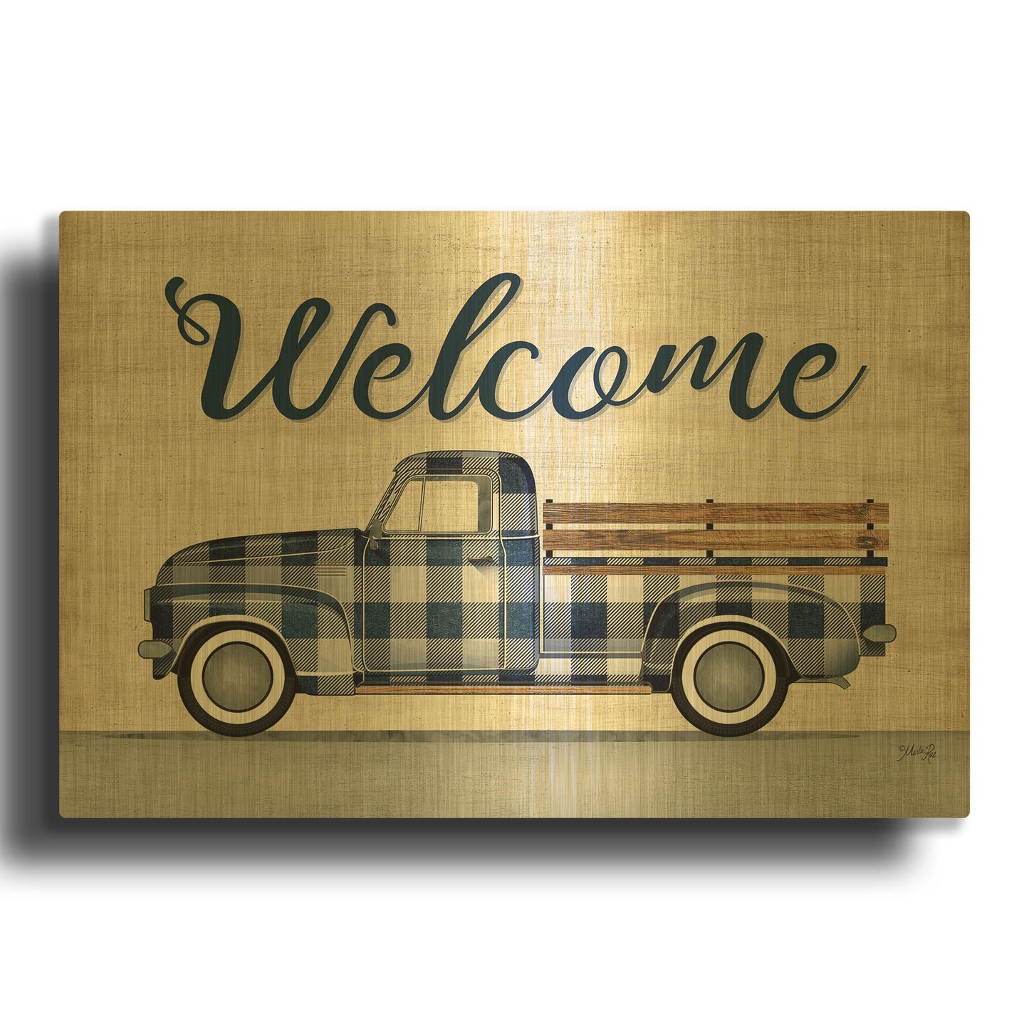 'Welcome Truck' By Marla Rae Gold Metal Wall Art