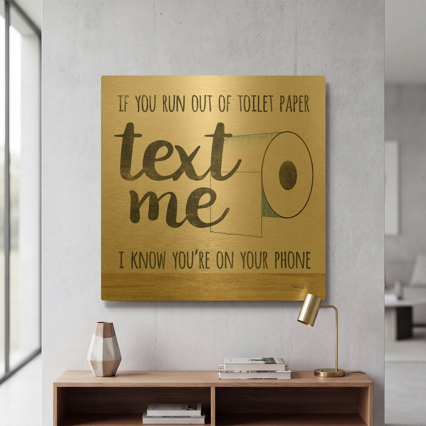 'Text Me' By Marla Rae Gold Metal Wall Art
