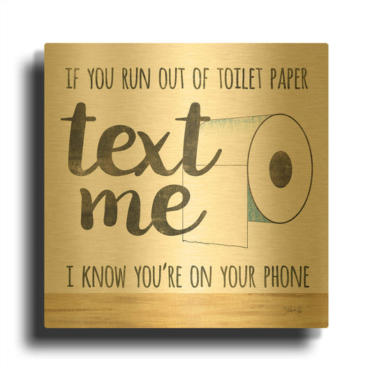 'Text Me' By Marla Rae Gold Metal Wall Art