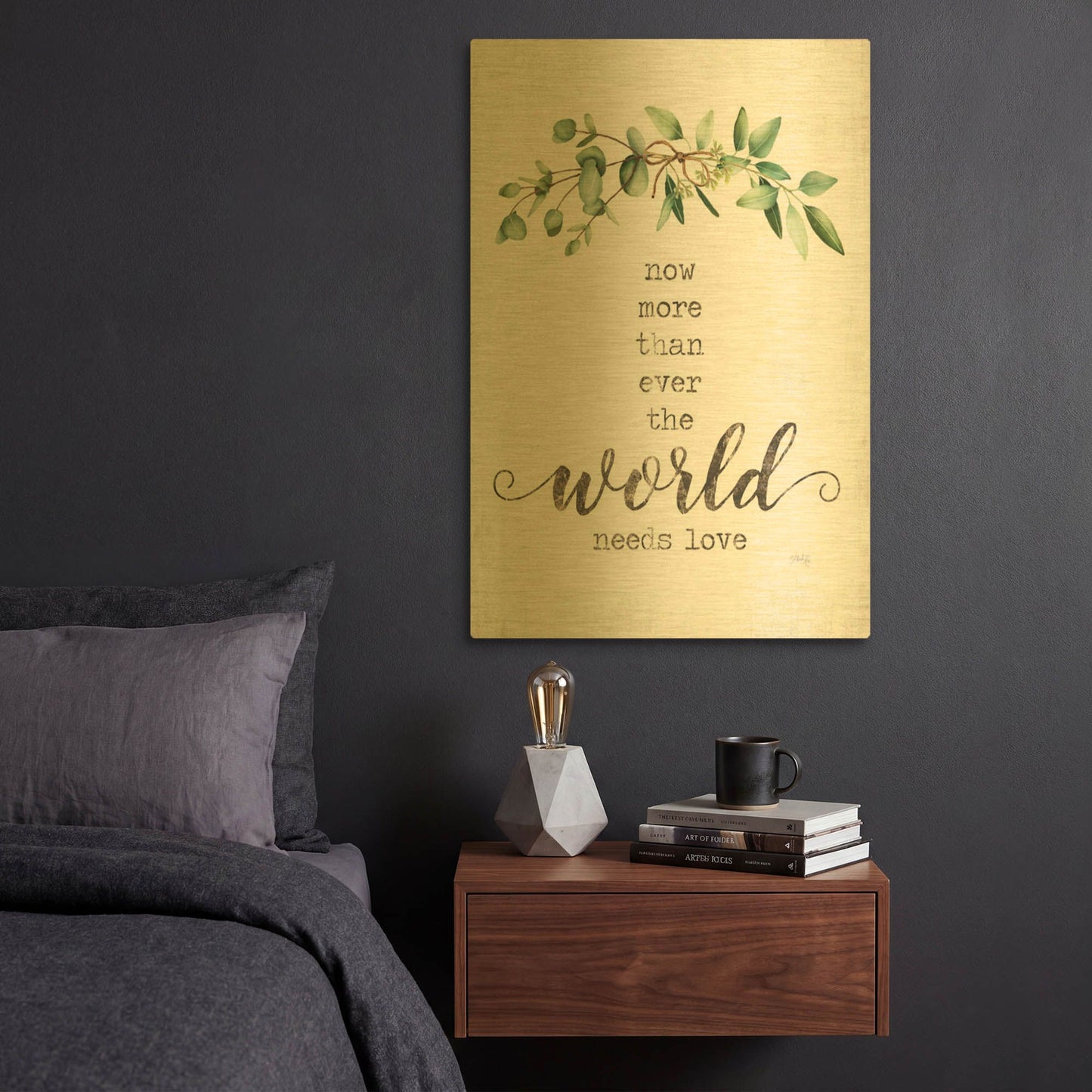 'The World Needs Love' By Marla Rae Gold Metal Wall Art