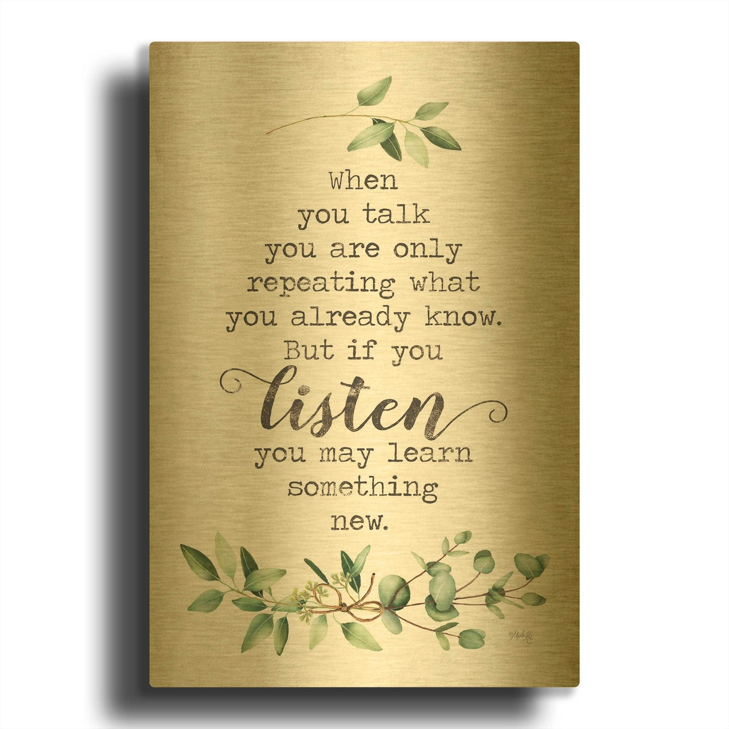 'Listen and Learn' By Marla Rae Gold Metal Wall Art