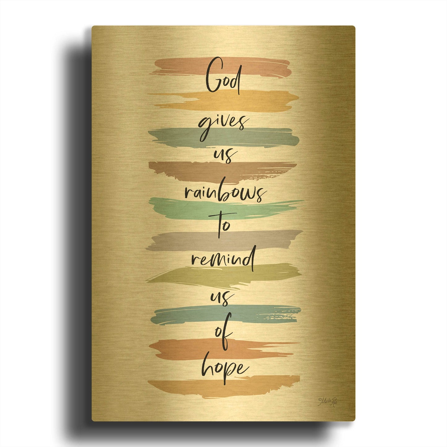 'God Give Us Rainbows' By Marla Rae Gold Metal Wall Art