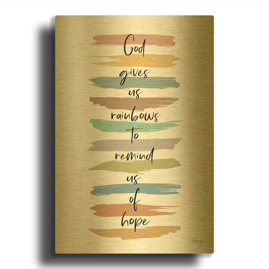 'God Give Us Rainbows' By Marla Rae Gold Metal Wall Art