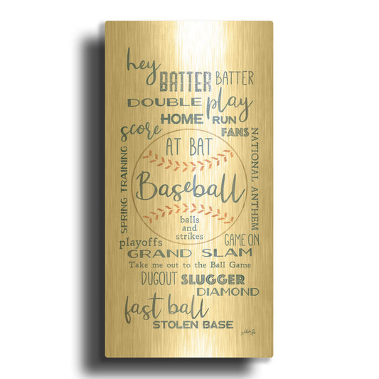 'Baseball Phrases' By Marla Rae Gold Metal Wall Art
